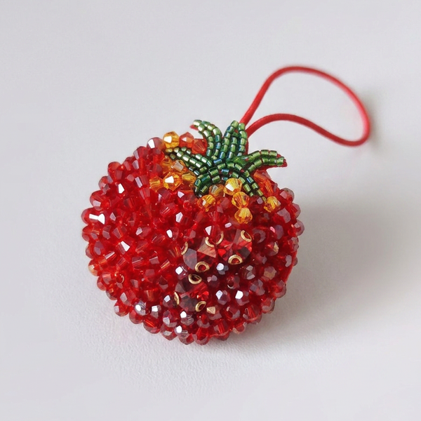 Tomato Beaded Bag Charm