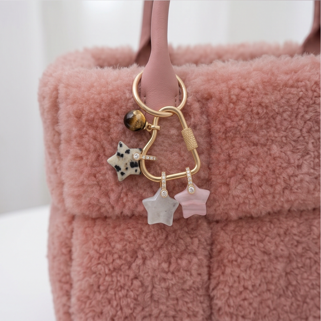 Mini Dalmatian Star Stone Heart Carabiner